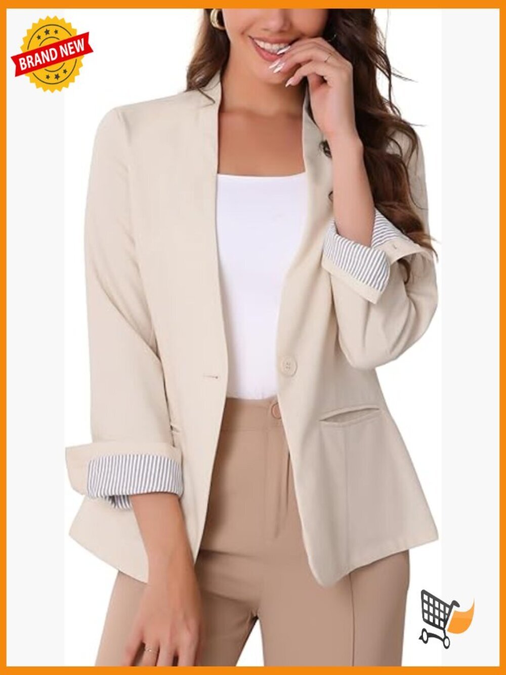 Linen Blazer for Women Casual Lightweight Long Sleeve Single Breasted Business